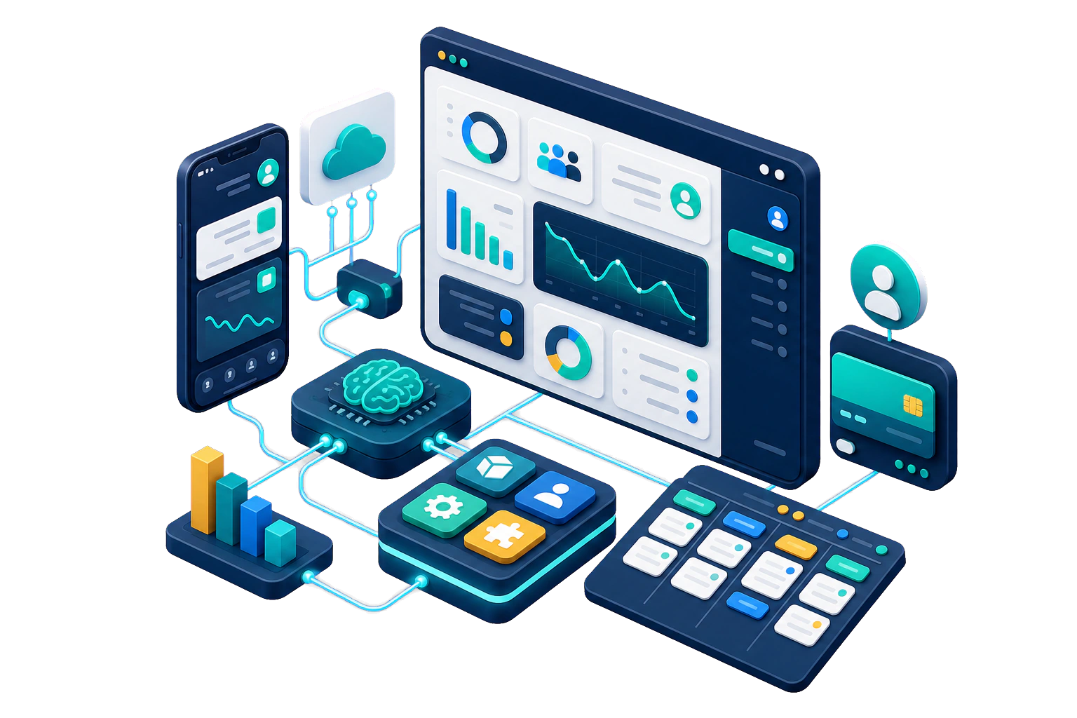 Yevron SaaS product development services with dashboards, subscriptions, analytics, and connected platforms
