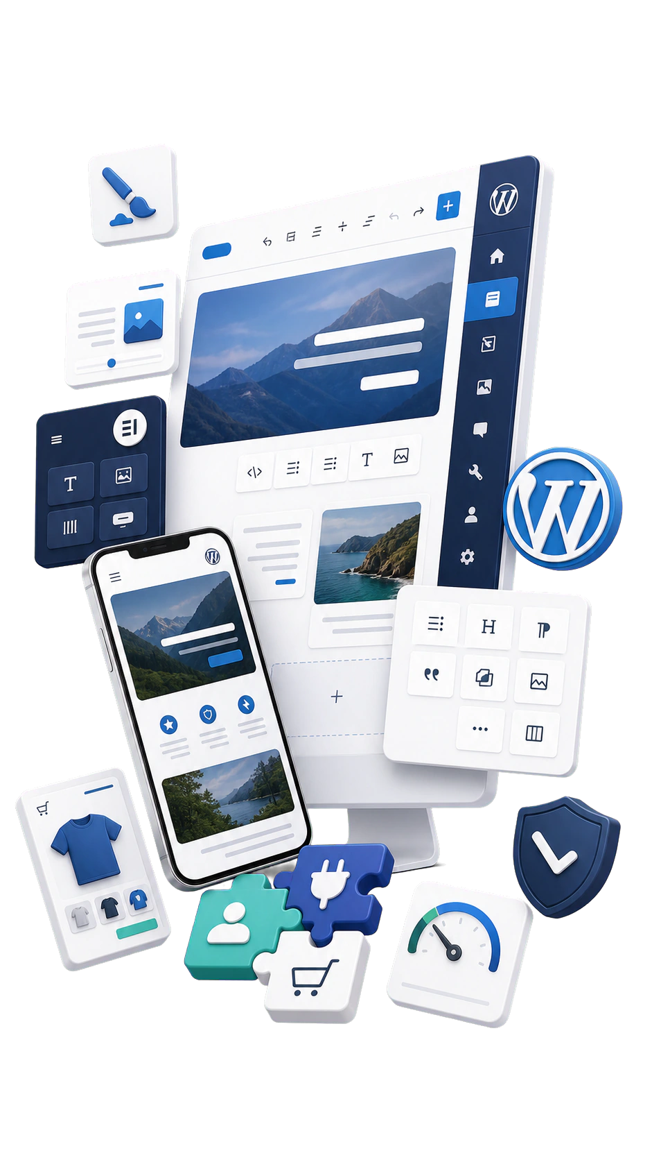 Yevron WordPress development services with block editing, plugins, performance, security, and mobile preview